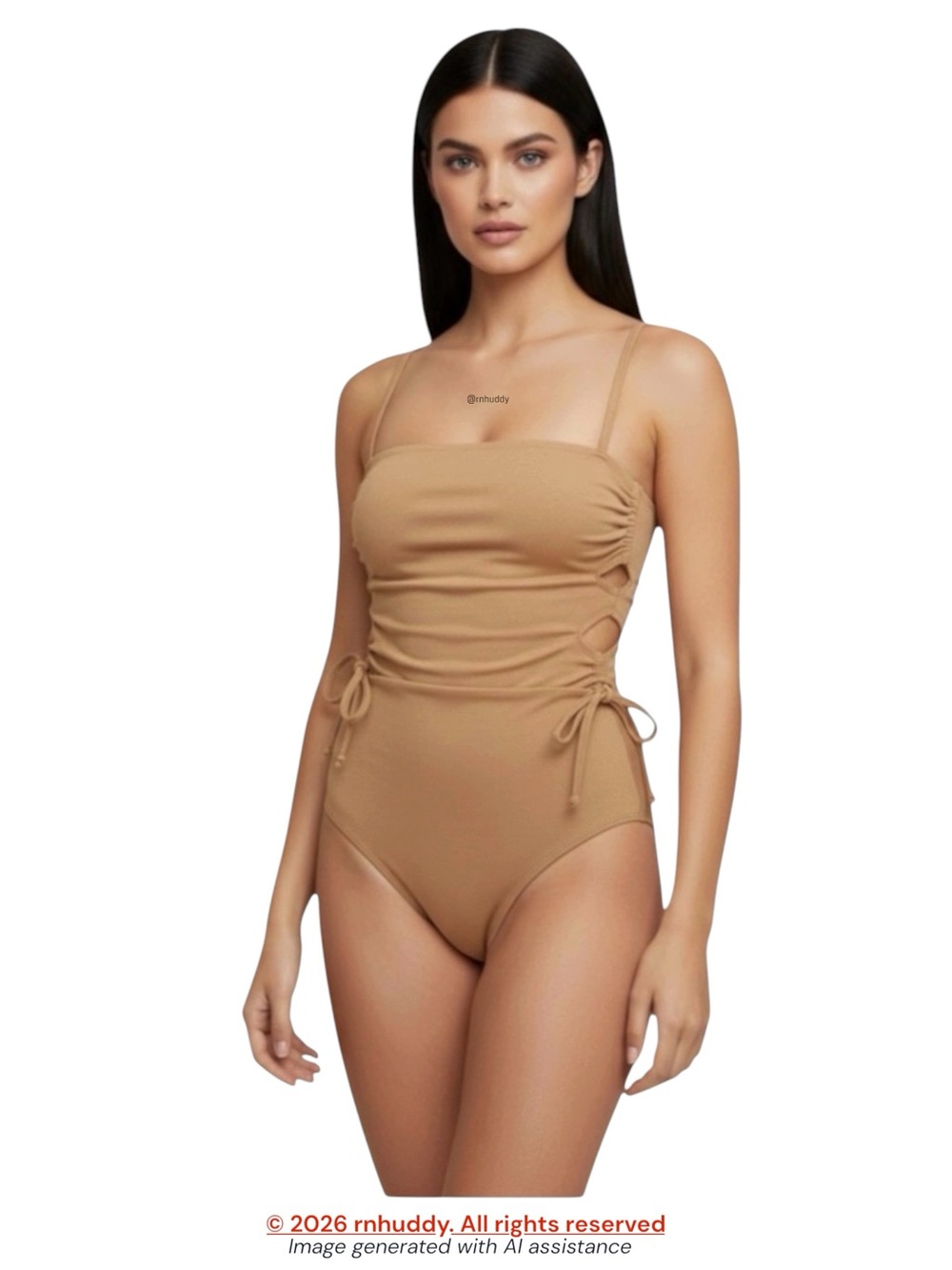 Aerie S golden brown full coverage textured swimsuit